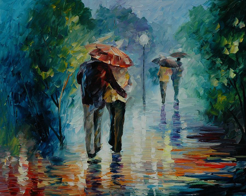 800x640 Handpainted Palette Knife Landscape People Oil Painting On Canvas - Abstract Person Painting
