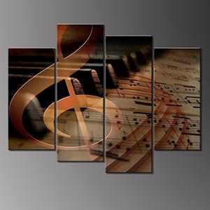 300x300 4 Panels Music Wall Art Staff Piano Notes Instrument Music - Abstract Piano Painting
