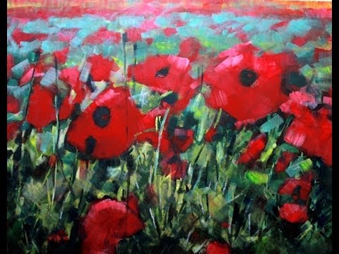 480x360 How To Paint With Acrylics Field Of Poppies Abstract Realism - Abstract Poppy Painting