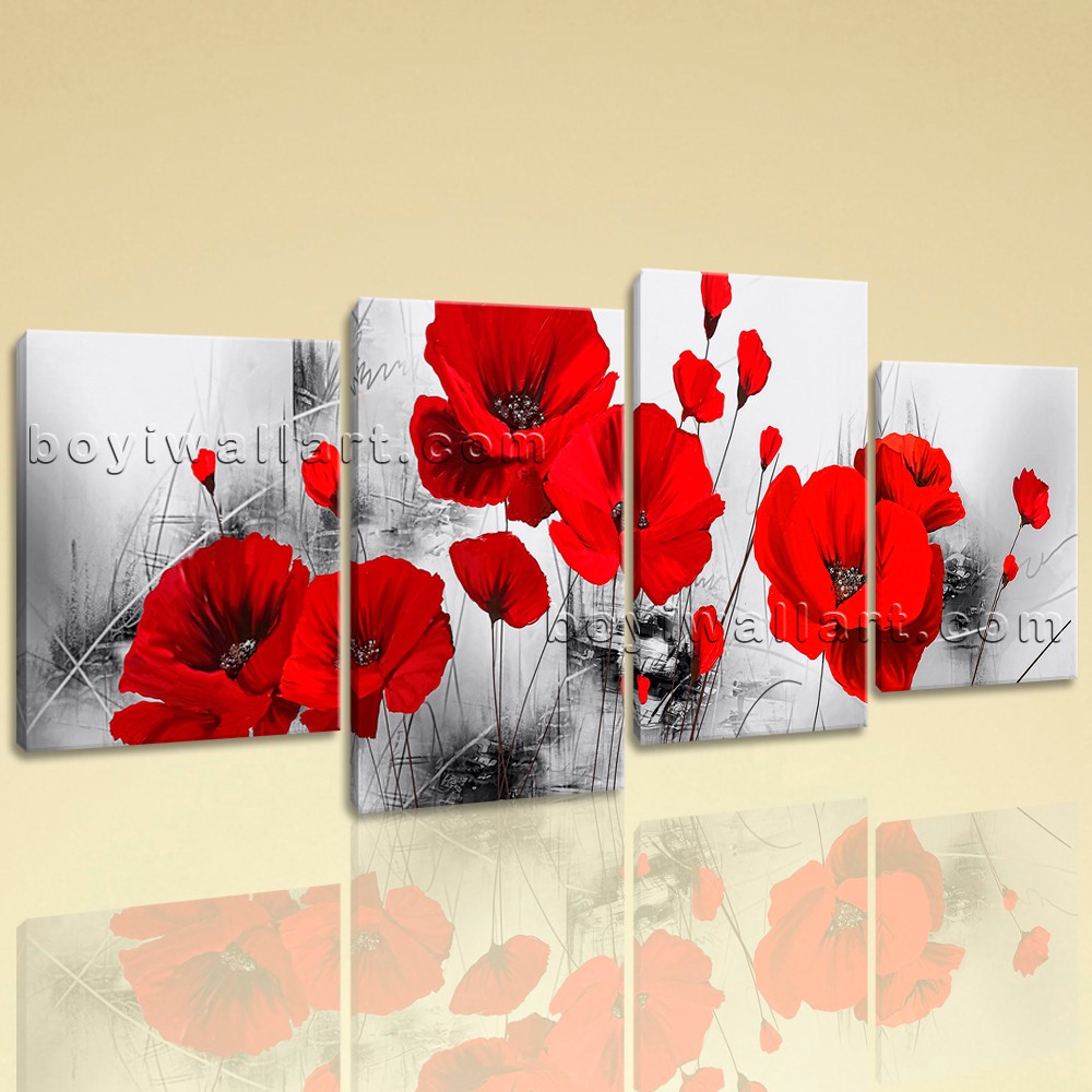 1000x1000 Large Abstract Poppy Flowers Painting Home Decor Living Room 4 - Abstract Poppy Painting