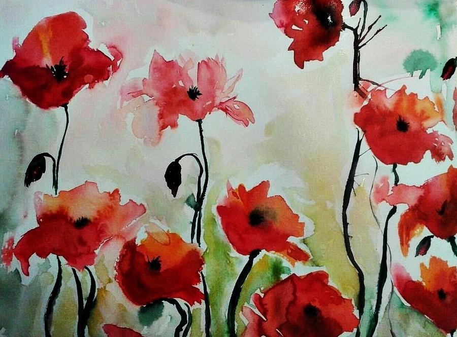 900x665 Poppies Meadow - Abstract Poppy Painting