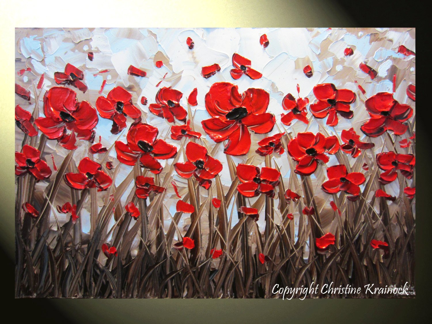 1500x1125 Sold Original Art Abstract Painting Red Poppy Flowers Textured - Abstract Poppy Painting