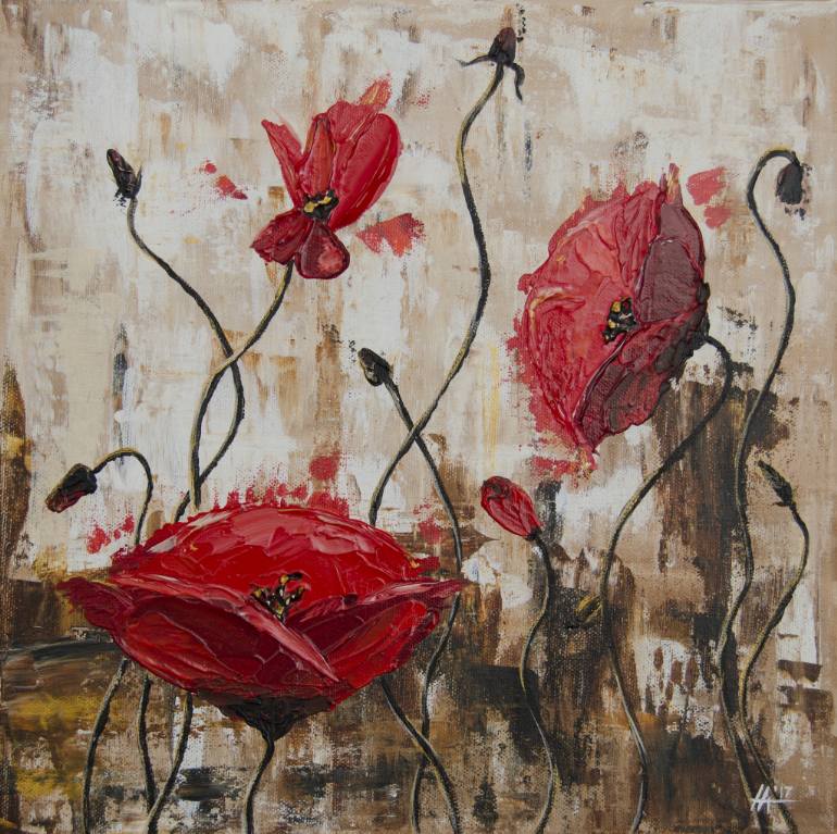 770x767 Saatchi Art Abstract Poppies Painting By Alana Ailarova - Abstract Poppy Painting