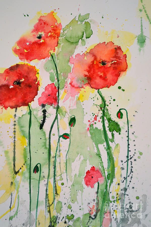 598x900 Tender Poppies - Abstract Poppy Painting