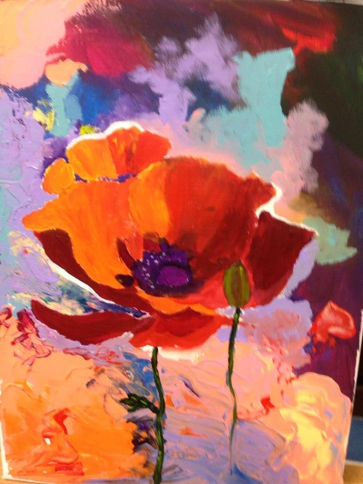 736x981 Abstract Poppy Paintings Abstract Poppy With Bold Colours Of Red - Abstract Poppy Painting