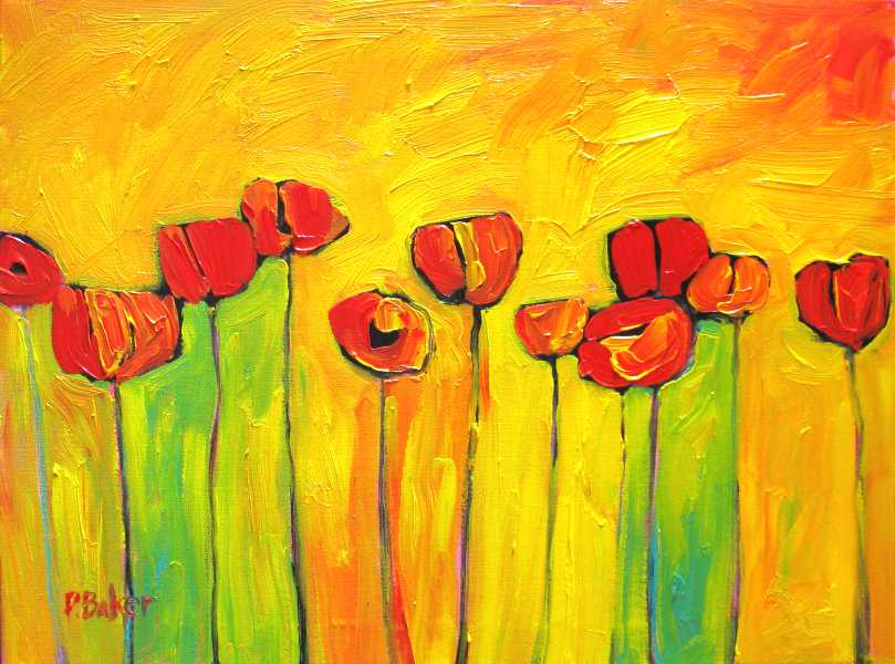 809x600 Fine Art By Patty Baker - Abstract Poppy Painting
