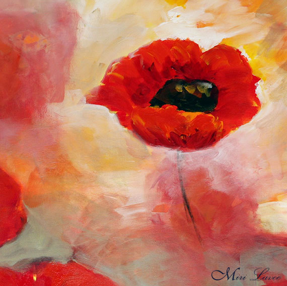 570x569 Abstract Wall Art Flower Painting Abstract Painting Art - Abstract Poppy Painting