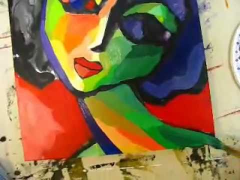 480x360 Painting Original Abstract Portrait In Acrylics By Artist Martina - Abstract Portrait Painting
