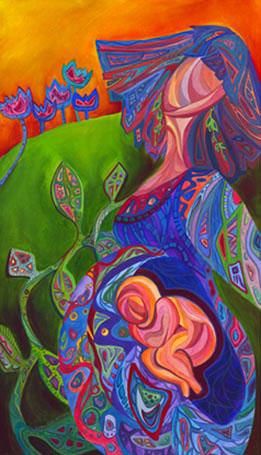 261x455 Pure Love (Judi Russell) - Abstract Pregnant Woman Painting