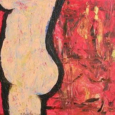 398x400 Pregnant Woman Standing In Front Of Retro Wallpaper Admiring - Abstract Pregnant Woman Painting