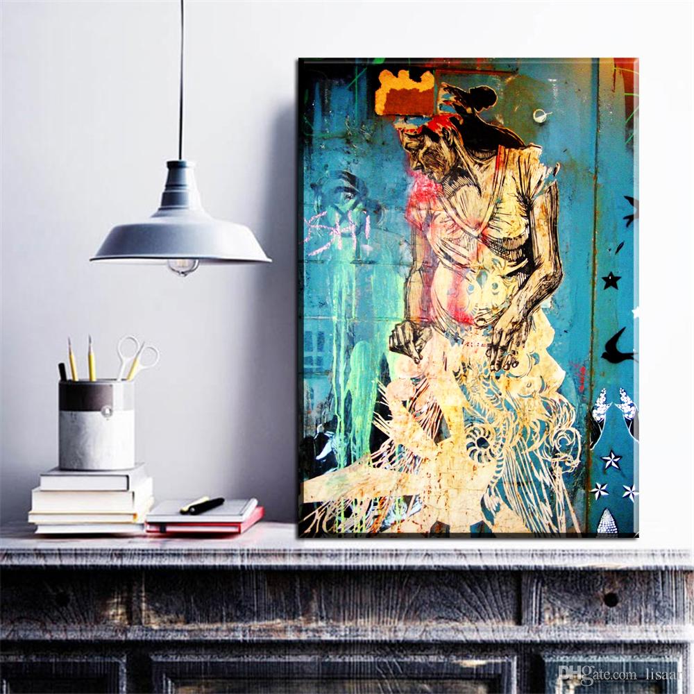 1000x1000 2018 Zz82 Graffiti Canvas Art Pregnant Women Abstract Banksy - Abstract Pregnant Woman Painting
