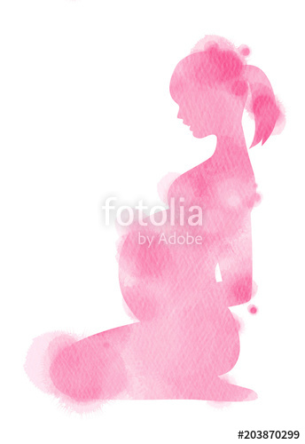 344x500 Pregnant Woman Silhouette Plus Abstract Watercolor Painted - Abstract Pregnant Woman Painting