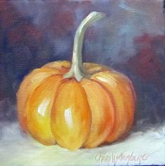 236x237 6 X 6 Acrylic On Canvas - Abstract Pumpkin Painting