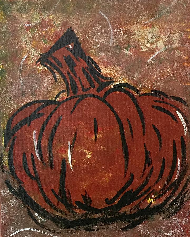 721x900 Abstract Pumpkin Design Painting By Margaret Deadmon - Abstract Pumpkin Painting