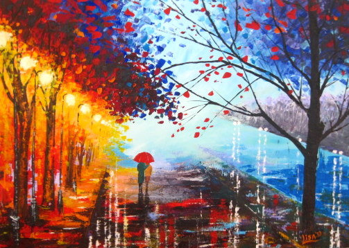 503x358 Original Resumen Original Pintura - Abstract Rain Painting
