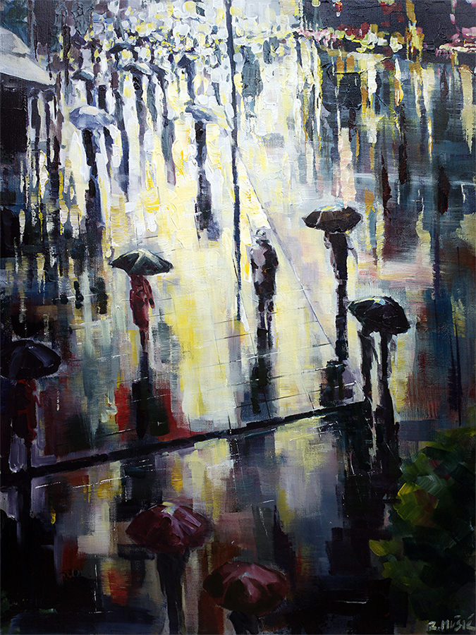 675x900 A Burst Of Sunshine On A Rainy Day, Painting Finished Zlatko - Abstract Rain Painting