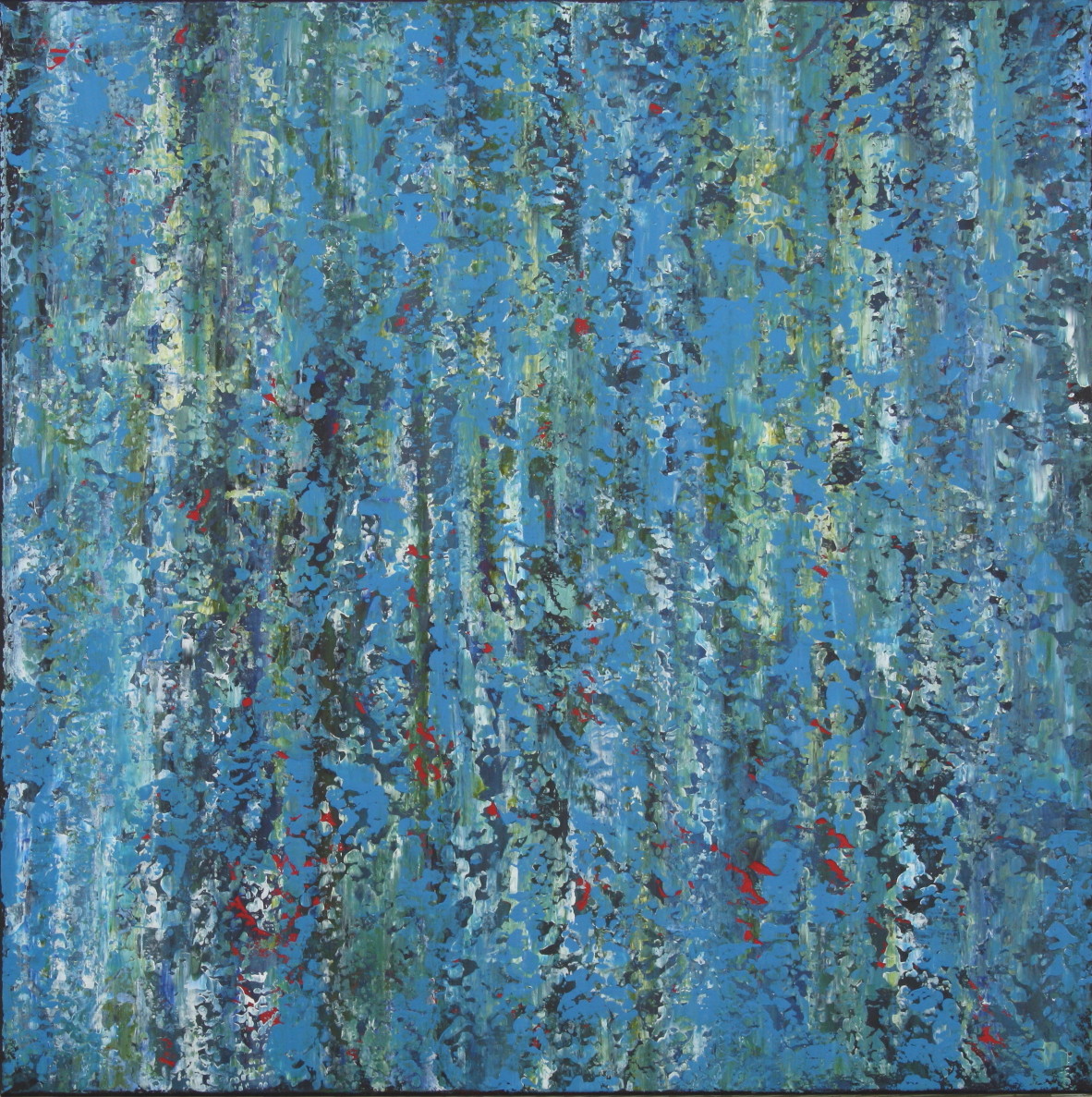 1182x1187 Sage Mountain Studio Large Textured Abstract Painting - Abstract Rain Painting