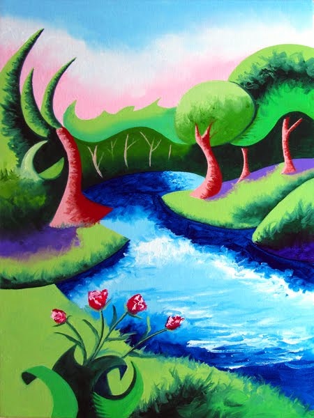 Abstract River Painting At Explore Collection Of