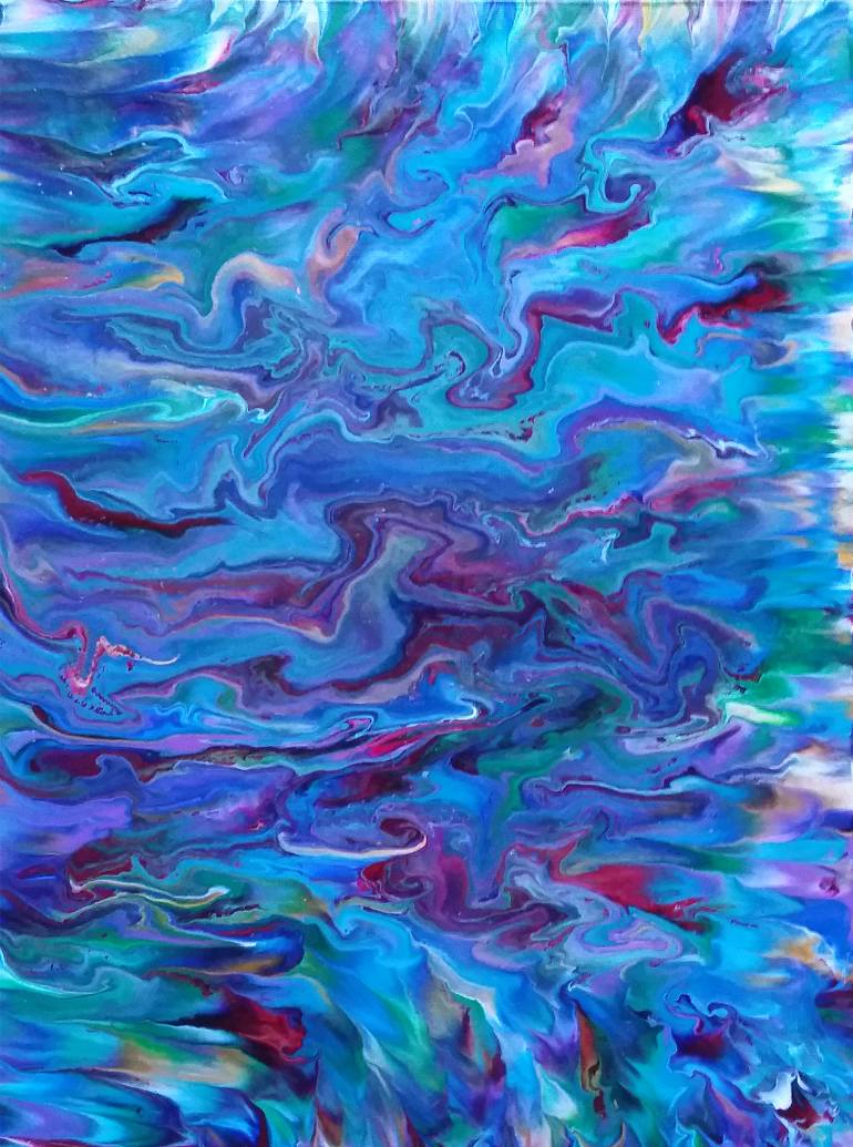 770x1035 Saatchi Art Psychedelic River, Original Abstract Blue Painting - Abstract River Painting
