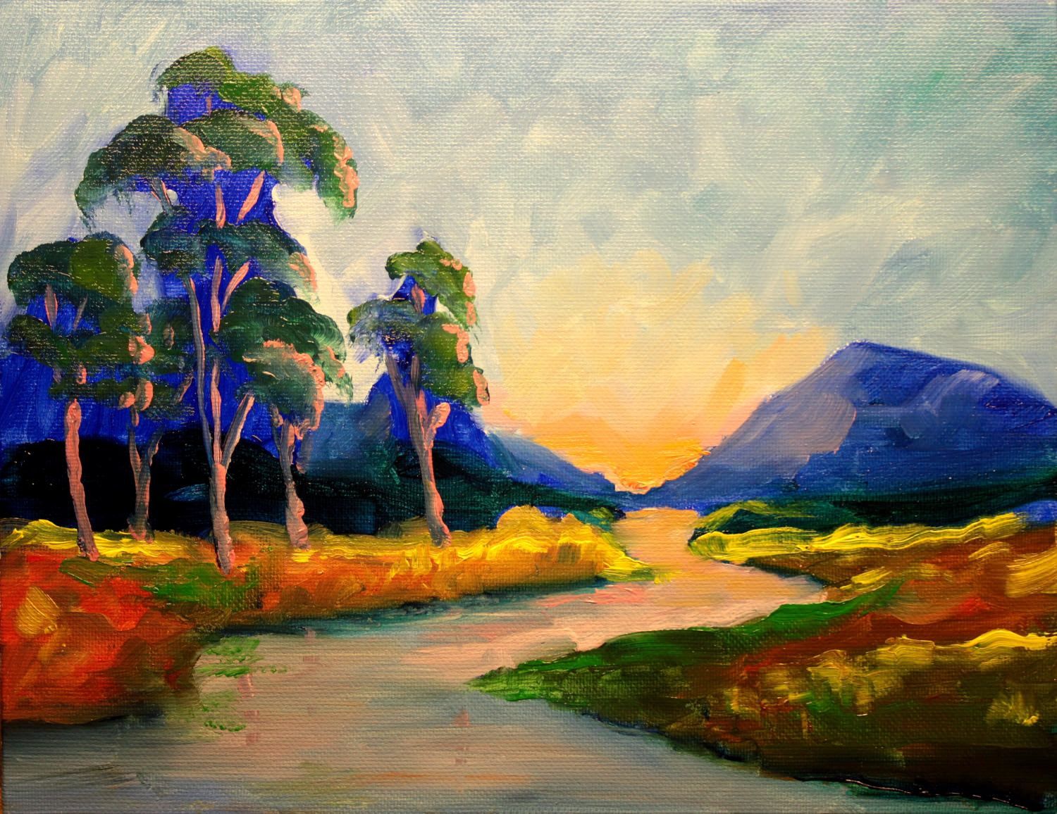 1500x1156 Abstract Art, Abstract Landscape, Landscape Painting, Eucalyptus - Abstract River Painting