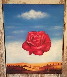 262x300 Original Signed Abstract Rose Painting Mid West Acrylic On Canvas - Abstract Rose Painting