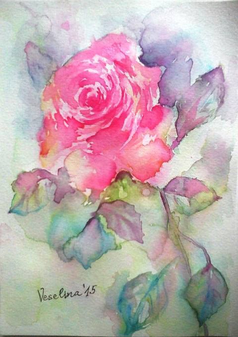 480x679 Original Watercolor Painting, Original Painting, Watercolor Rose - Abstract Rose Painting