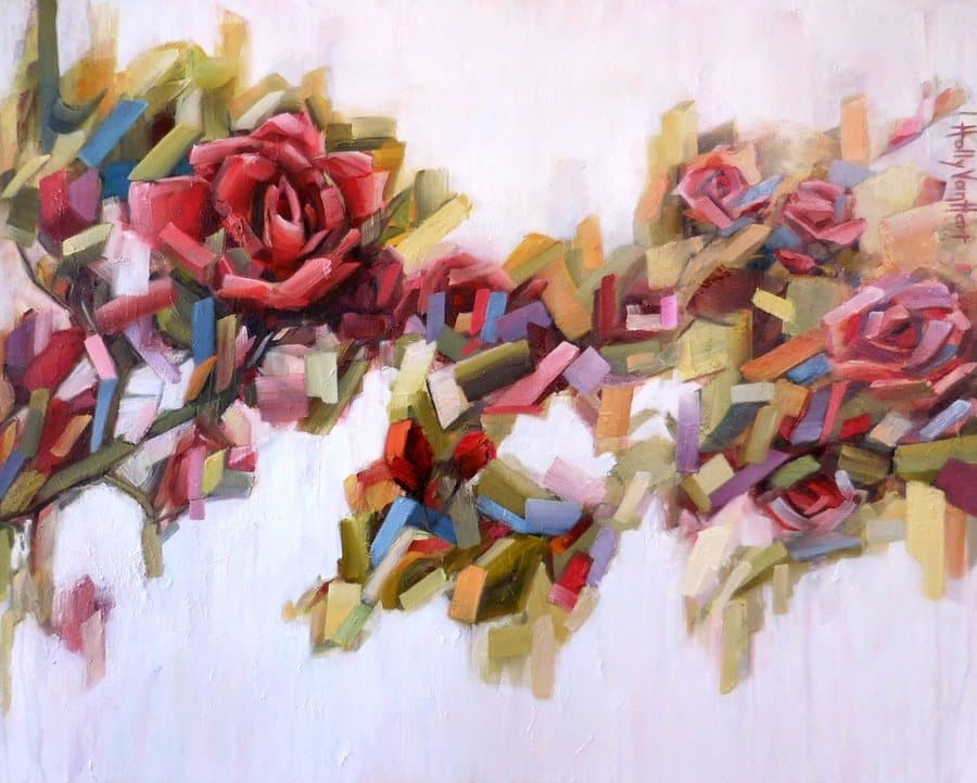 900x721 Rose Jamboree, Abstract Rose Painting By Holly Van Hart - Abstract Rose Painting