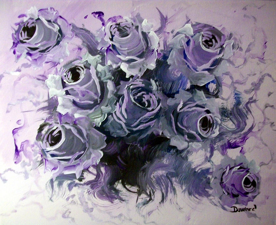 900x736 Abstract Roses Bouquet Painting By Raymond Doward - Abstract Rose Painting