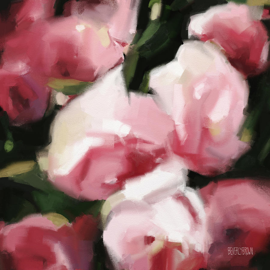 900x900 Abstract Roses Dark And Light Pink Painting By Beverly Brown Prints - Abstract Rose Painting