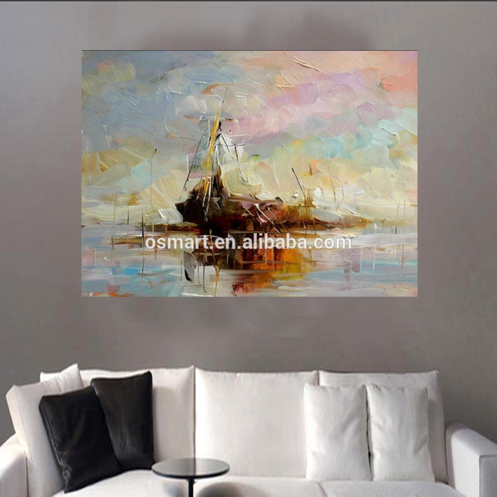 1000x1000 Best Seller High Quality 100% Handmade Abstract Sea Boat Oil - Abstract Sea Painting