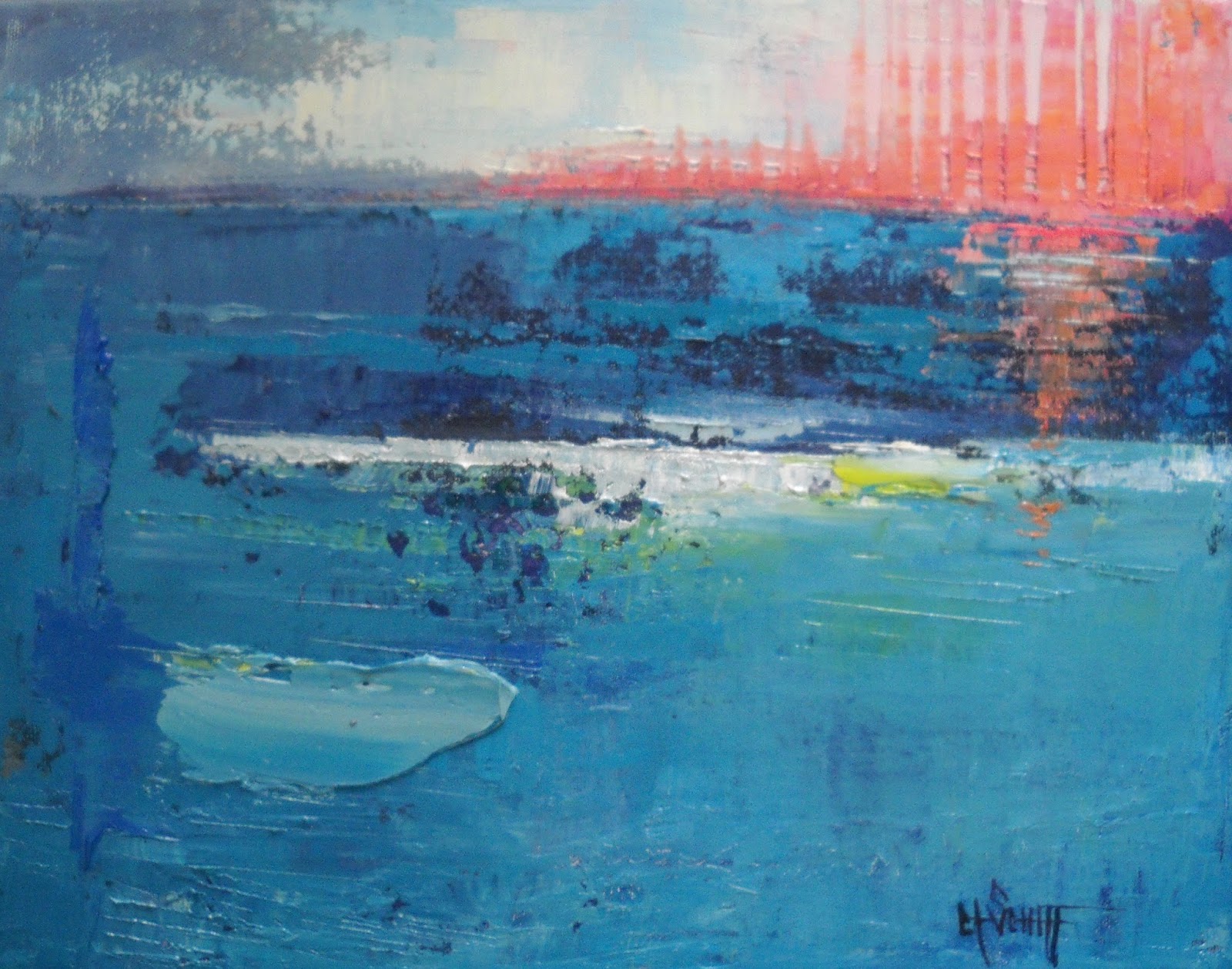 1600x1258 Daily Painters Of Florida Abstract Seascape, Contemporary - Abstract Sea Painting