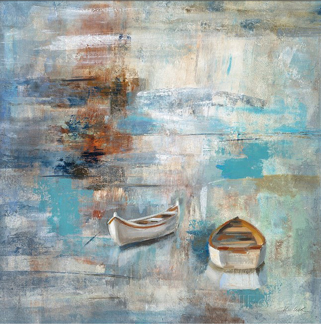 634x640 Abstract Paintings Boats Seascapes Modern Art Oil On Canvas Calm - Abstract Sea Painting