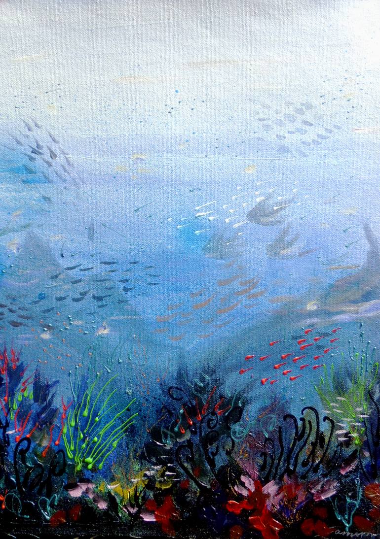 770x1094 Saatchi Art Under The Sea (Abstract) Acrylic On Canvas Painting - Abstract Sea Painting
