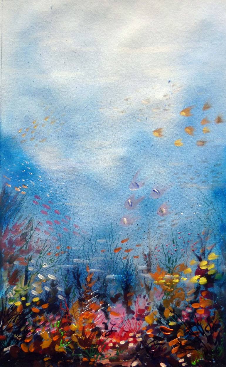 770x1249 Saatchi Art Under The Sea Marin Life (Abstract ) Acrylic Painting - Abstract Sea Painting