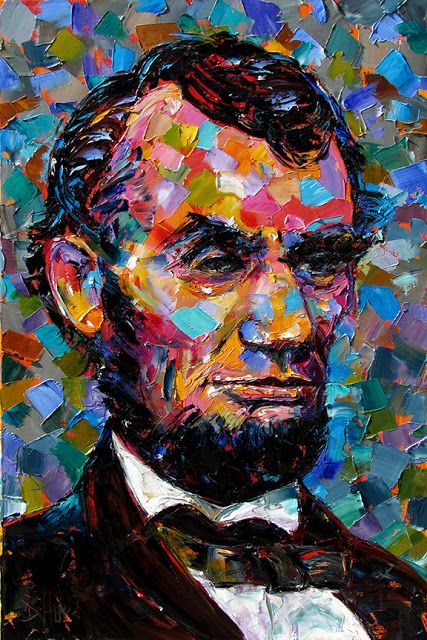427x640 Portrait Artists International Palette Knife Oil Abstract - Abstract Self Portrait Painting