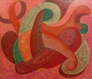 300x257 Fine Abstract Shape Study Acrylic Painting On Board C1960 Ebay - Abstract Shape Painting