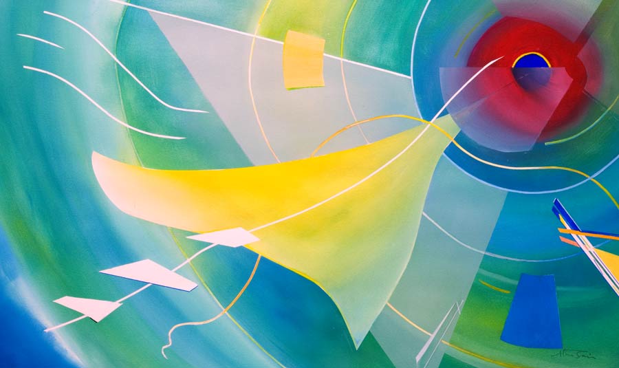 900x535 Abstract Aviation Artwork. Original Painting Letting Go! - Abstract Shape Painting