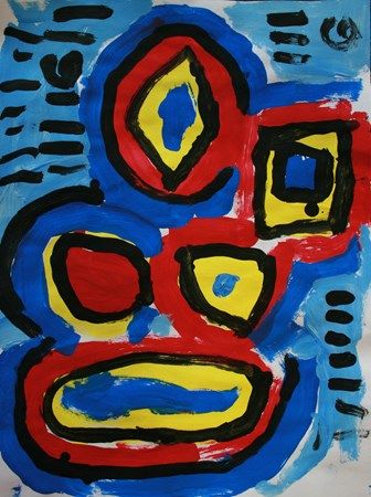 336x450 Abstract Shape Painting In Primary Colors 1st - Abstract Shape Painting