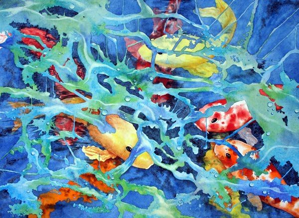 600x437 Poured Paint In That Abstract Shape That's On Top Of The Fish - Abstract Shape Painting