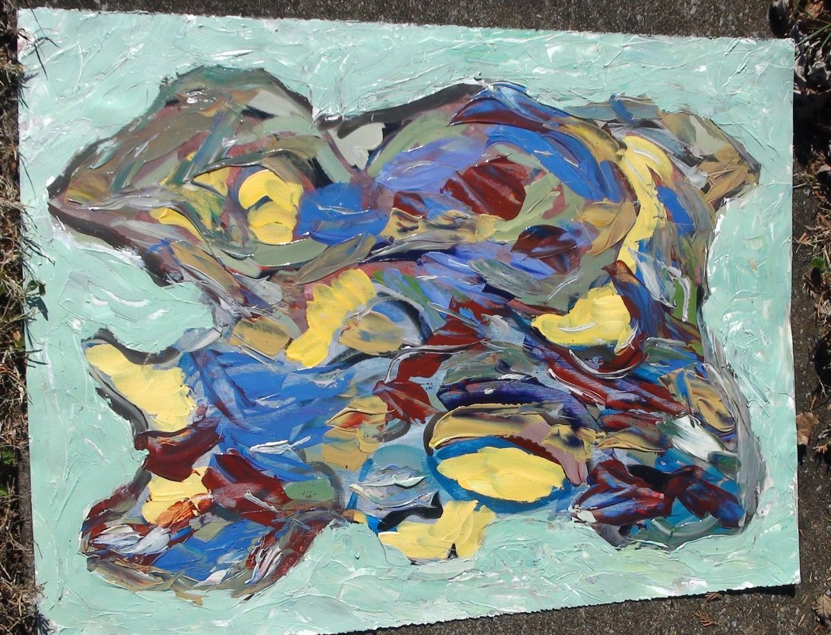 1200x917 Abstract Shape Two In Acrylic On Paper Art For Sale Original - Abstract Shape Painting