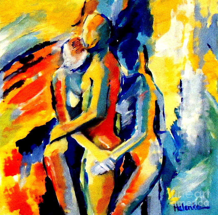 857x844 Les Silhouettes Painting By Helena Wierzbicki - Abstract Silhouette Painting