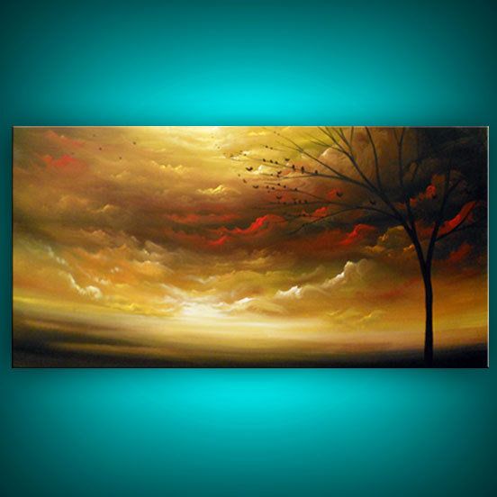 552x552 Original Big Art Large Landscape Painting Huge Modern Abstract - Abstract Silhouette Painting