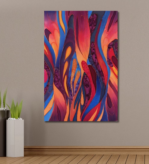 494x544 Buy Cotton Canvas 48 X 0.4 X 72 Inch Rose Blue Purple Silk - Abstract Silk Painting