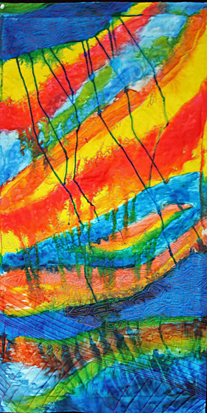 881x1755 Grab Your Sunglasses Molly!it's A Bright Silk Painted Art Quilt - Abstract Silk Painting