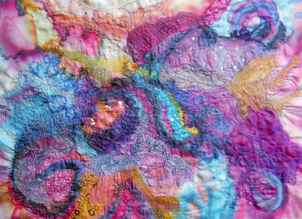 440x320 Silk Painting Handmade Abstract Wall Art Textile Art Fibre Art - Abstract Silk Painting