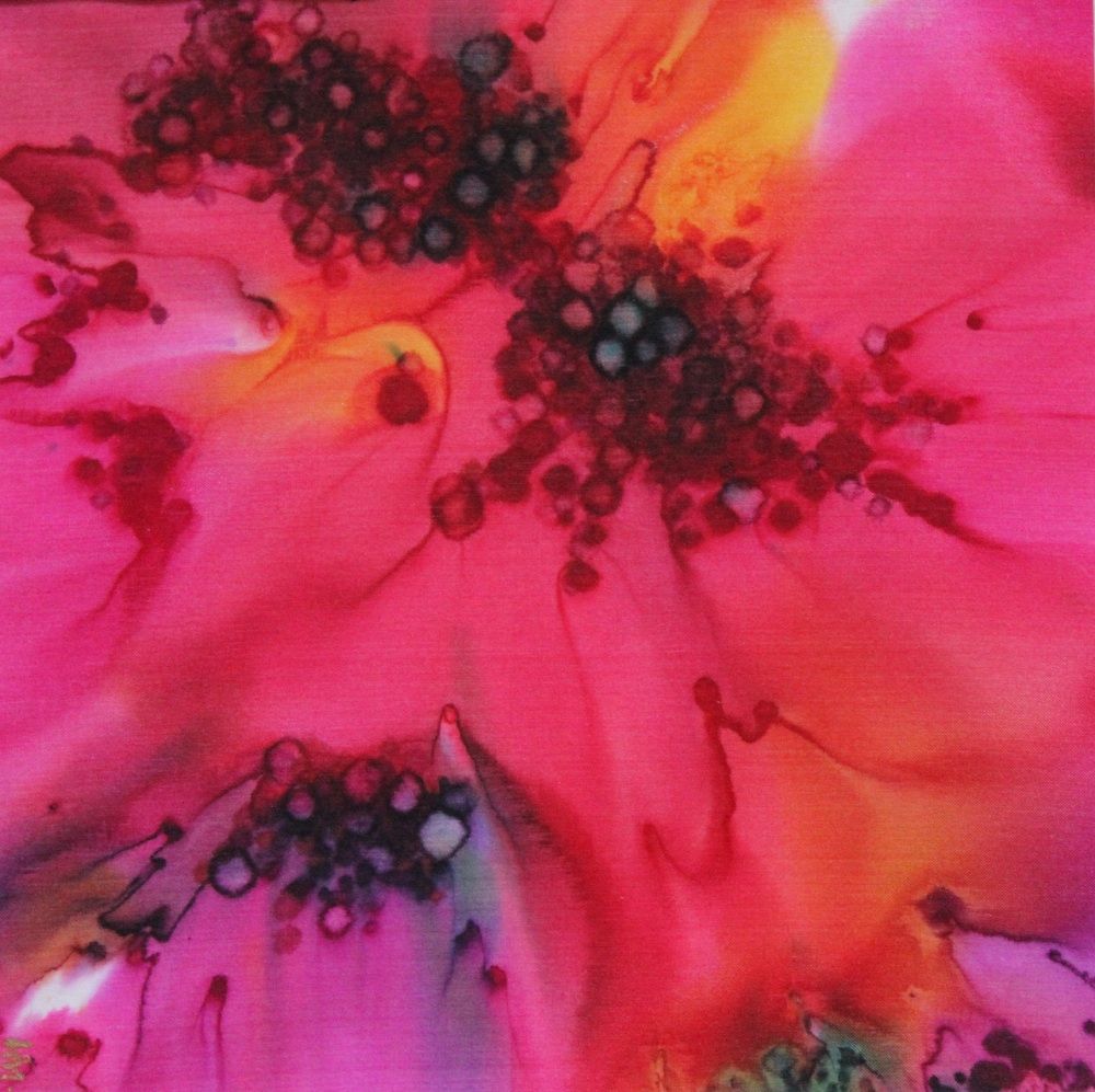 1000x997 Abstract Silk Flower Painting By Made In The Hood Artist Helen - Abstract Silk Painting