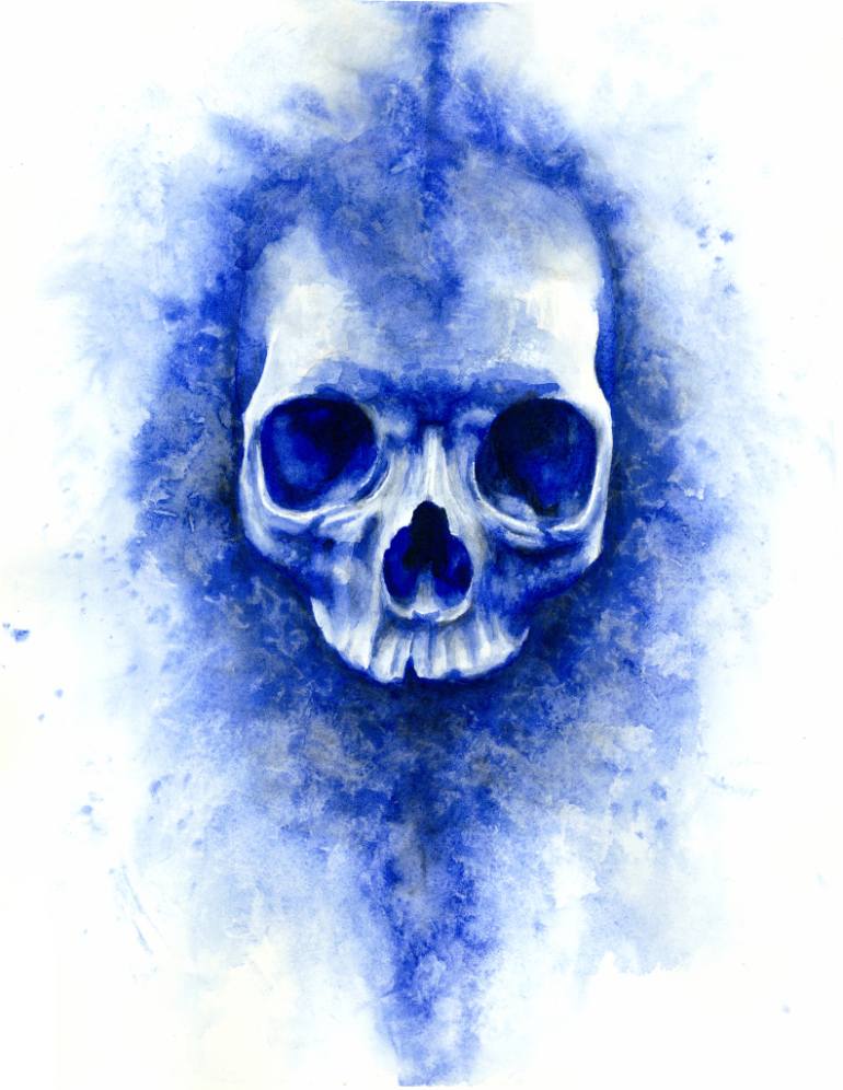 770x996 Saatchi Art Ultramarine Skull Study - Abstract Skull Painting