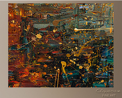 400x324 Original Abstract Art Painting For Sale Gold Splash - Abstract Splatter Painting