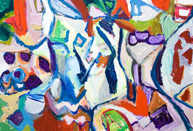 800x544 Family Chat Abstract Colorful Interior, Abstract Expressionism - Abstract Still Life Painting