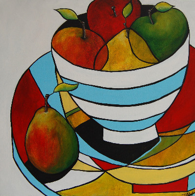 398x400 Original Still Life Painting Abstract Colourful Modern Art On Canvas - Abstract Still Life Painting